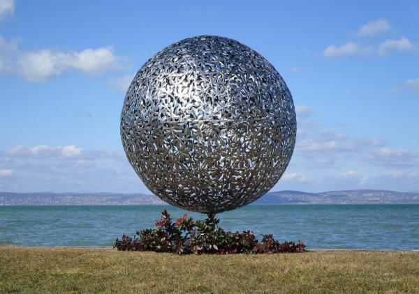 Big garden ball artwork stainless steel